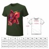 Men's green cotton t-shirt with red monster graphic print and size chart | Inkedjoy