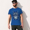 Blue cotton samurai skull T-shirt for men. Perfect for leisure and events. 100% cotton.