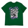 Green 100% cotton 'Fearless Tiger' graphic T-shirt for men
