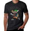 Black Men's T-shirt featuring 'Just Do It' baseball cartoon graphic design, cotton fabric.