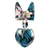 Floral print high-waisted bikini swimsuit made of polyester-spandex