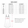 Size chart for beach sling skirt, showing bust and length measurements in cm/in.