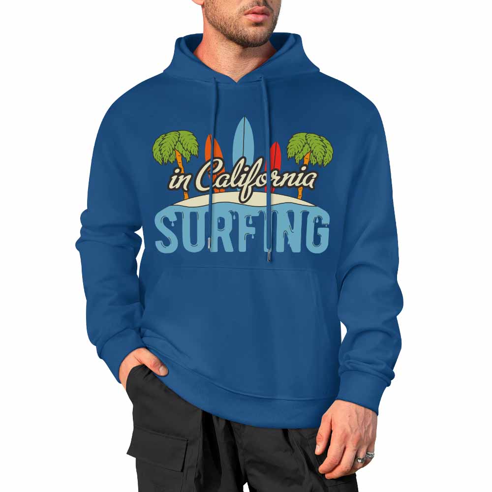 Blue cotton California Surfing hoodie, loose fit, suitable for daily wear, comfortable, available in multiple colors