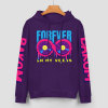 Purple cotton hoodie with FOREVER donut graphic, DAKUM and CHRONM sleeve prints, youth fashion style
