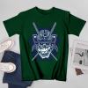 Dark green cotton samurai skull men's T-shirt, ideal for leisure and events. 100% cotton.
