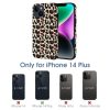 iPhone 14 Plus fiber skin case with leopard print design, scratch-resistant and stylish