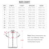 Size chart for short-sleeved shirt, including measurements for length, bust, shoulder, and sleeve.
