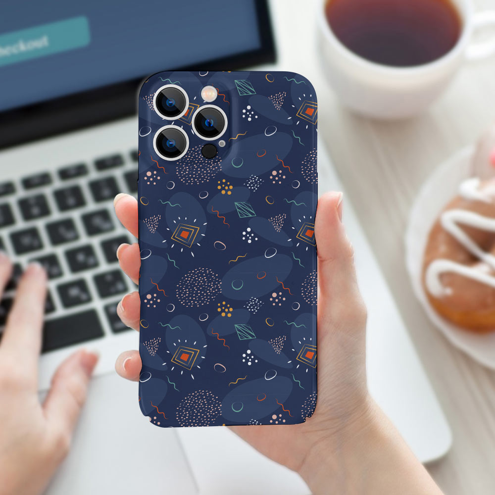 iPhone 13 Pro Max case with dark blue celestial pattern, PC plastic protector