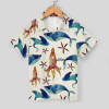 Children's short-sleeved shirt with rocket and sea animal patterns, light and breathable, made of premium four-way stretch.