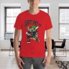 Red men's 'Just Do It' baseball cartoon graphic T-shirt