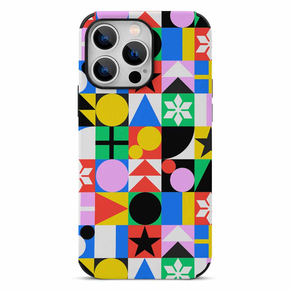 iPhone 13 Fiber Skin Case with Colorful Geometric Pattern