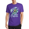 Purple cotton surfing T-shirt with 'Wild Wave California' design, summer fashion