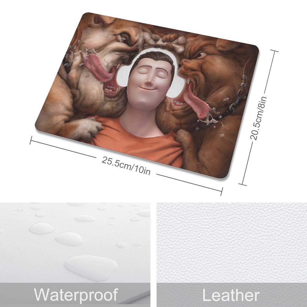 Custom leather mouse pad, waterproof and durable, ideal for gamers and office use.