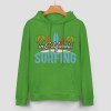 Green cotton California Surfing hoodie, loose fit, suitable for daily wear