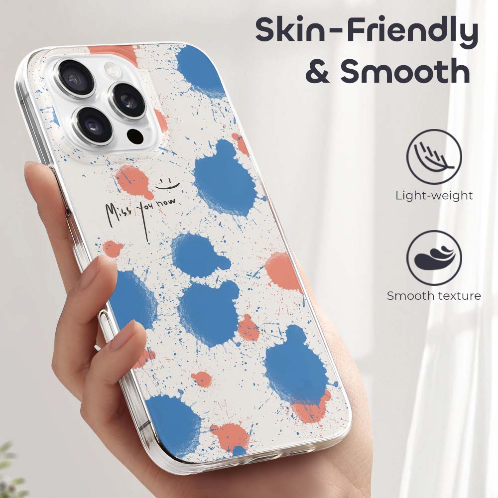 iPhone 16 Series Case with Paint Splotch Design, Skin-Friendly & Smooth TPU Cover