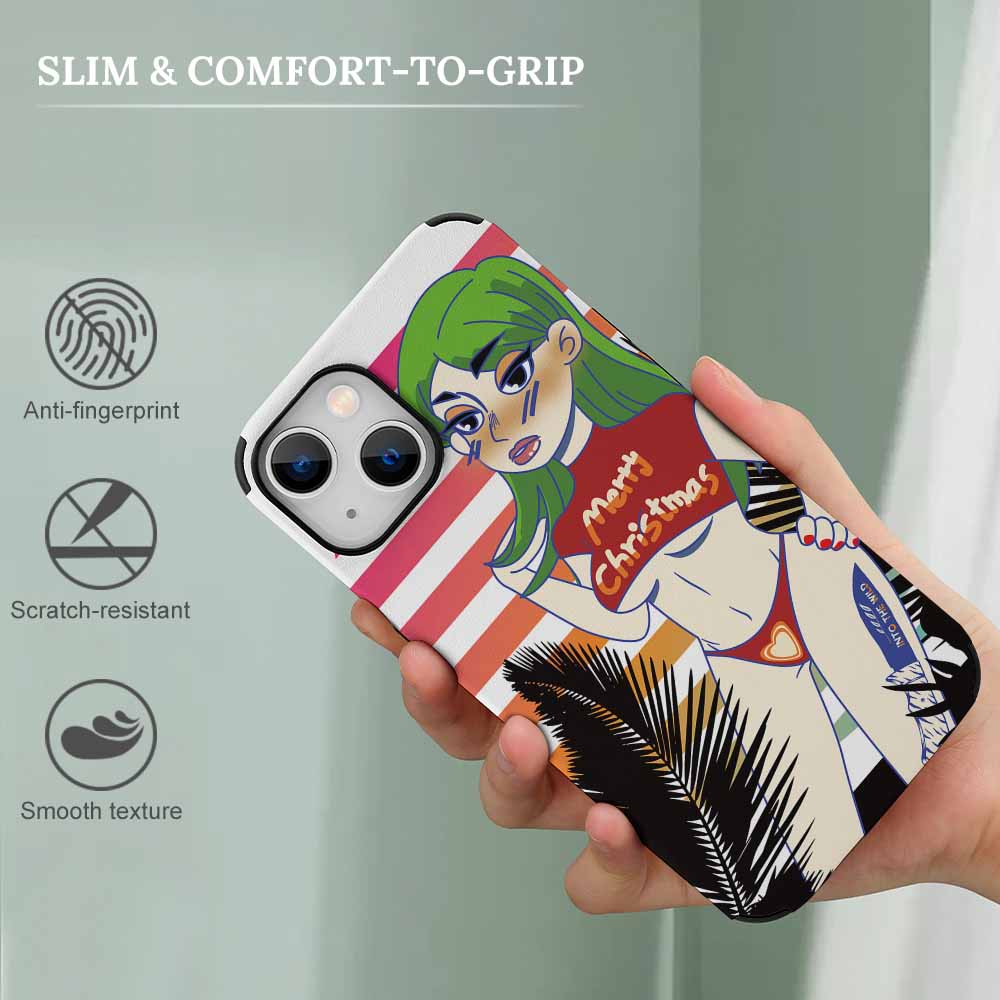 iPhone 13 Skin Case featuring Cartoon Design and Feather, scratch-resistant protection, comfortable grip.