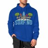 Royal blue cotton California Surfing hoodie for men, loose fit, suitable for daily wear.