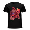 Men's black cotton t-shirt with red monster graphic print | Inkedjoy