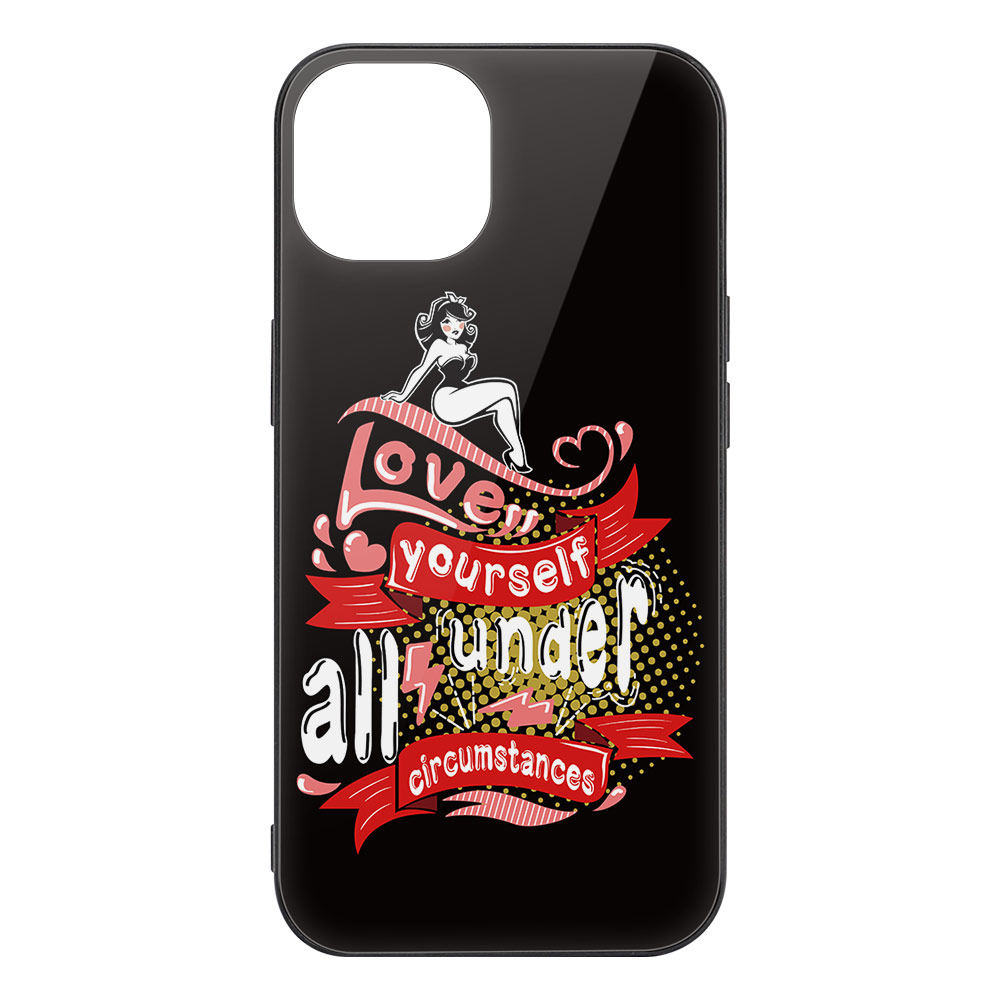 iPhone 14 glass case with Love is served under all weather design, protective and stylish.