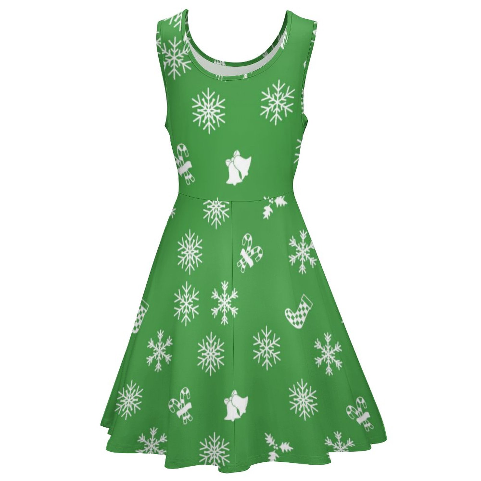 Custom Print on Demand Women's Round Neck Sleeveless Big Hem Dress