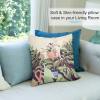 Plush pillowcase with floral and bird design, soft and skin-friendly, perfect for living room decor.
