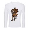 Men's white long sleeve cotton crew neck t-shirt with tiger graphic print, perfect for leisure and travel.