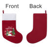 Christmas stocking with "Let it Snow" design, red body and white cuff