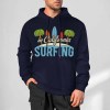 Navy blue cotton California Surfing hoodie, loose fit design, suitable for daily wear.