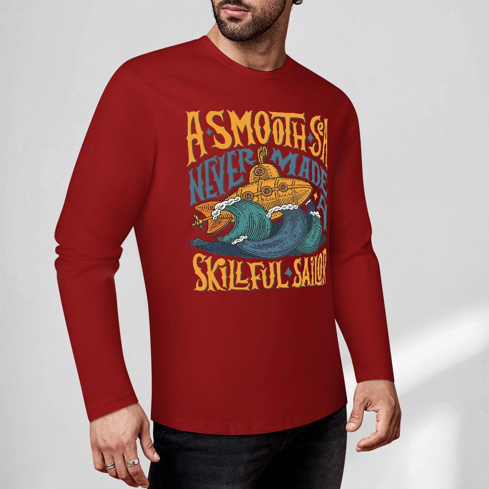 Red pure cotton long sleeve T-shirt featuring 'ASMODUS SOULFUL SHAKER' graphic for casual wear.