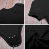 Black cotton baby bodysuit detail, soft and skin-friendly, perfect for babies aged 3-24 months.