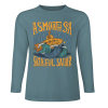 Turquoise pure cotton long sleeve T-shirt featuring ASMOOTH ARE MADE OF SOULFULLY graphic, casual wear.
