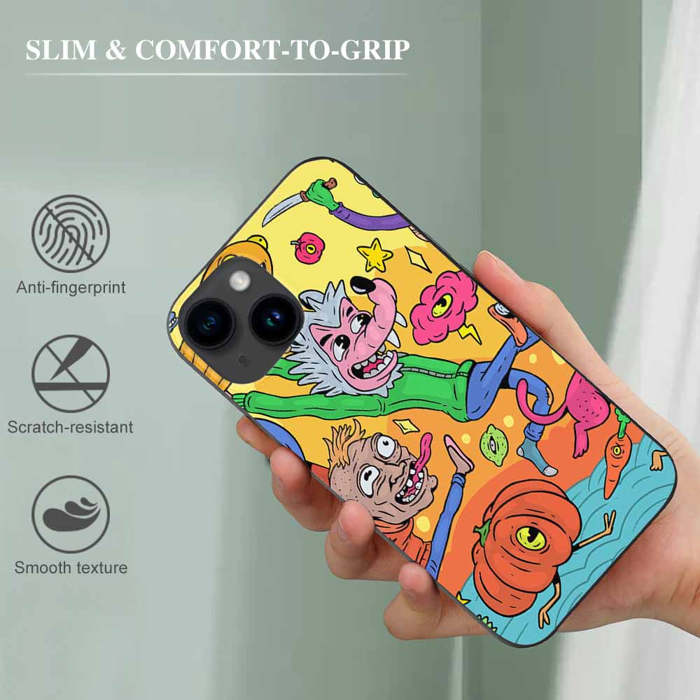 iPhone 15 series case with cartoon character design, shockproof TPU material