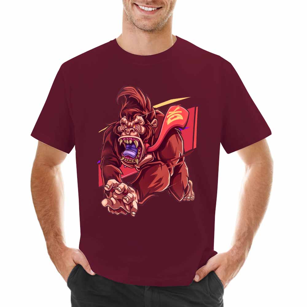 Men's maroon cotton t-shirt with red monster graphic print | Inkedjoy