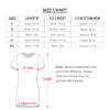 Size chart for white crew neck short sleeve dress, including length, bust, and bottom hem measurements.
