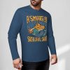 Blue pure cotton long sleeve T-shirt with ASMOOTH ARE MADE OF SOULFULLY graphic