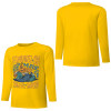 Yellow pure cotton long sleeve T-shirt with graphic design, casual wear.