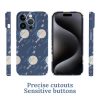 iPhone 15 case with navy blue starry pattern, PC plastic, precise cutouts and sensitive buttons for scratch protection.