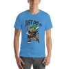 Blue  men's cotton T-shirt with cartoon baseball player graphic and 'Just Do It' print