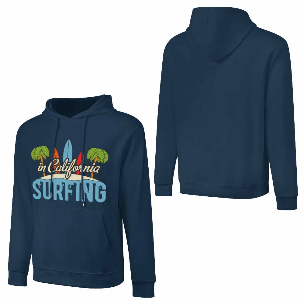Navy blue cotton Surfing hoodie with graphic, loose fit for daily wear, multiple colors available