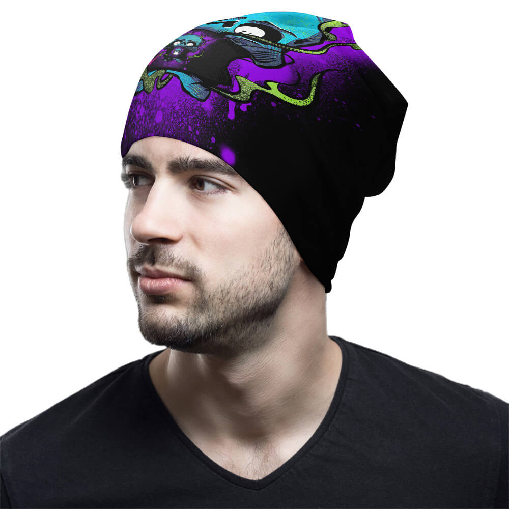 Full print polyester pullover cap, vibrant design, warm and stylish.