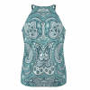 Teal Paisley Crew Neck Vest, sleeveless design in soft, breathable fabric. Perfect for summer and exercise.