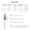 Size Chart for Freely Adjustable Length Unwired Cup Bikini Swimsuit, featuring bust, waist, hip, and cup measurements.