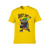 Yellow Men's 'Just Do It' Cotton T-shirt with Cartoon Design