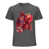 Men's gray cotton t-shirt with red monster graphic print | Inkedjoy