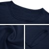 Navy blue long sleeve crew neck T-shirt detail, cotton fabric, comfortable casual wear.