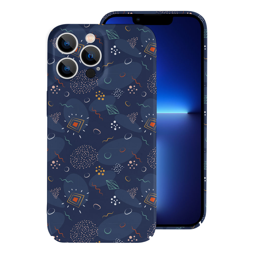 iPhone 13 case made of PC plastic, featuring a dark blue celestial pattern for phone protection.