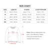 Size chart for Women's Long Sleeve T-Shirt, including length, bust, and bottom hem measurements in cm/in.