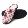 Cotton slippers with heart and lip pattern, featuring a rubber sole, warm lining, perfect for indoor and outdoor wear.