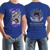 Men's 100% cotton 'Fearless Tiger' graphic T-shirt in blue, front and back view.