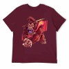 Maroon 100% cotton men's T-shirt with red monster graphic print | Inkedjoy